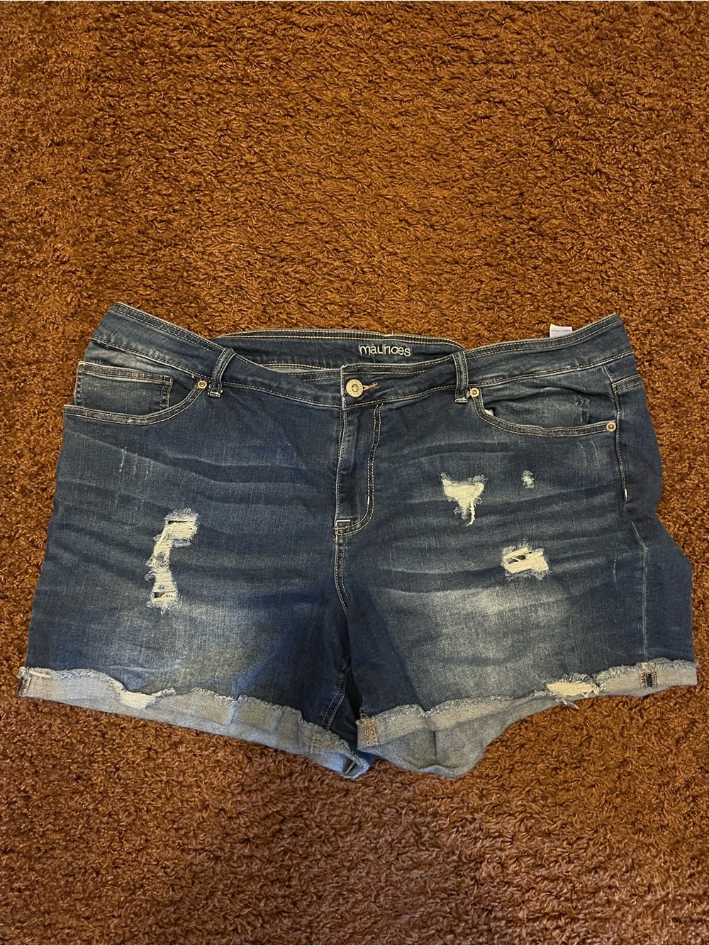Maurices Blue Distressed Rolled-Hem Jean Shorts